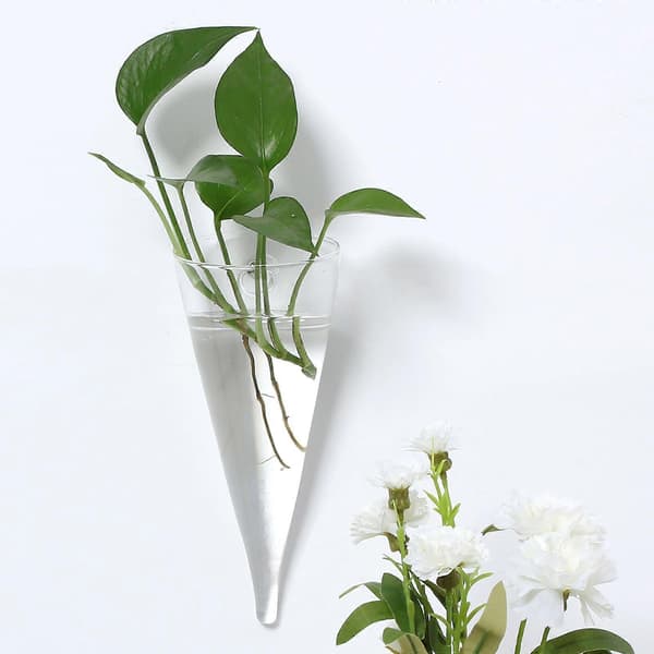 Cirkulär konformad vas i glas för väggmontering, flaska för växt- och blomdekoration, klar A