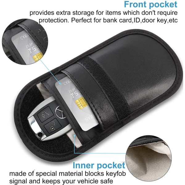 Nøkkelringpose (2-pakning), oppgradert signalblokkerende nøkkelringetui, Ke