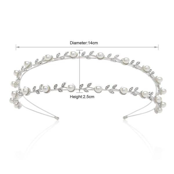 Perle Bryllups Hodebånd Sølv Dobbel Bånd Brudesmykker