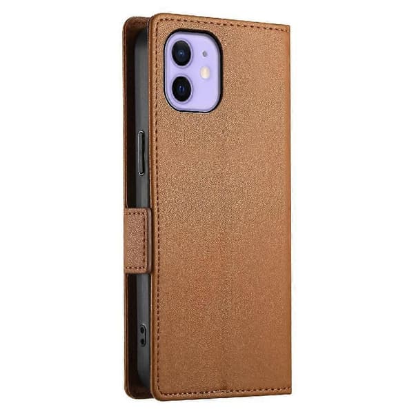 Flip-etui til iPhone 12 Kortpladser Daglig Brug Pung Forretning FlipBrun