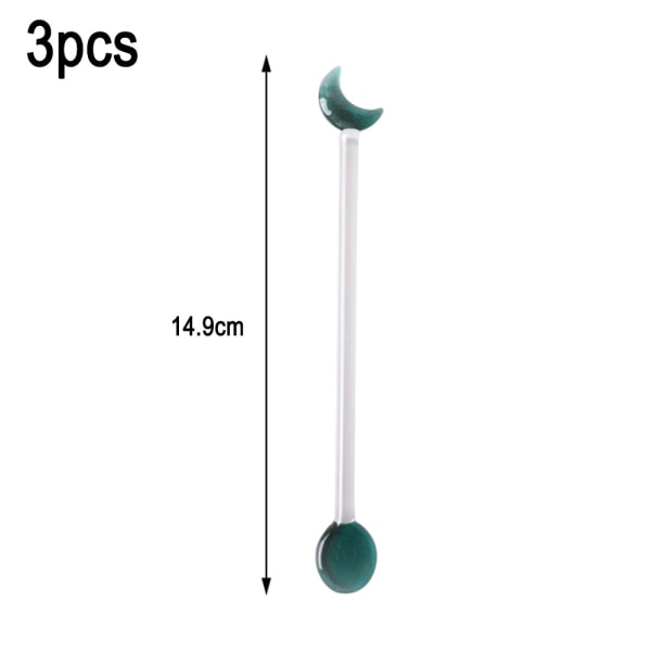 3Pcs Glass Swizzle Sticks for Cocktails Drinks, Moon Stirrer