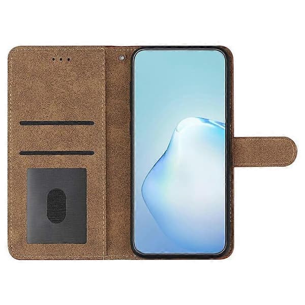 Kompatibel med iPhone 16e-deksel Flip Leather Retro telefondeksel med pregede linjer Grå
