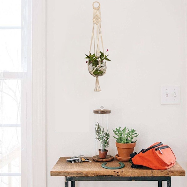 Boho Heminredning, Handgjorda Makramé Växthängare, Perfekt För Att Visa Upp Växter, Vasar, Böcker Eller Dekorationer, Flexibel Vävd Design, Sparar Hyllutrymme