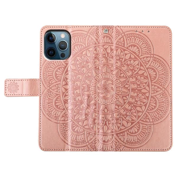 Til iPhone 13 Pro Max 6,7 tommer etui læderkortholder telefoncover med Mandala Blomsterdesign A