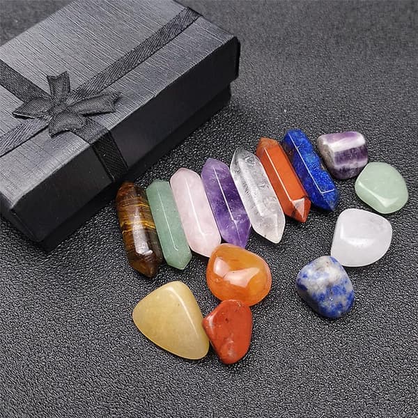 7-stensset Mors dag-present Meditationssten Yoga Amulett Med Presentask A