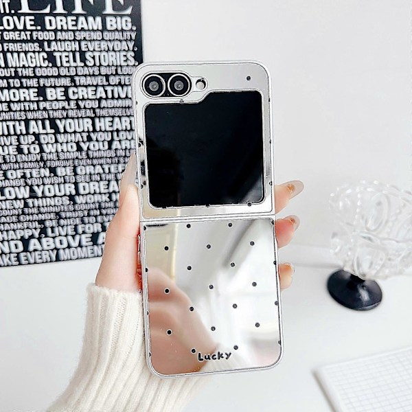 Spejl Polka Dot PC Foldbart Telefoncover Sort Til Samsung Galaxy Z Flip6 5G
