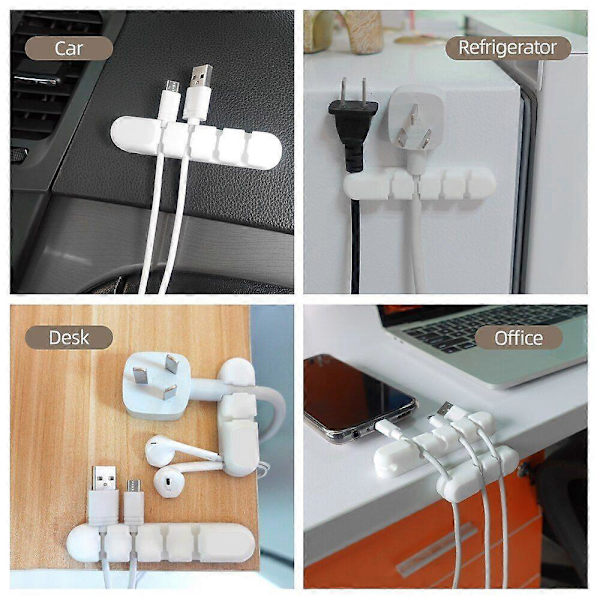 2 STK/sæt Silikone Kabel Organizer USB Kabelopruller Fleksible Ledningsstyringsklips