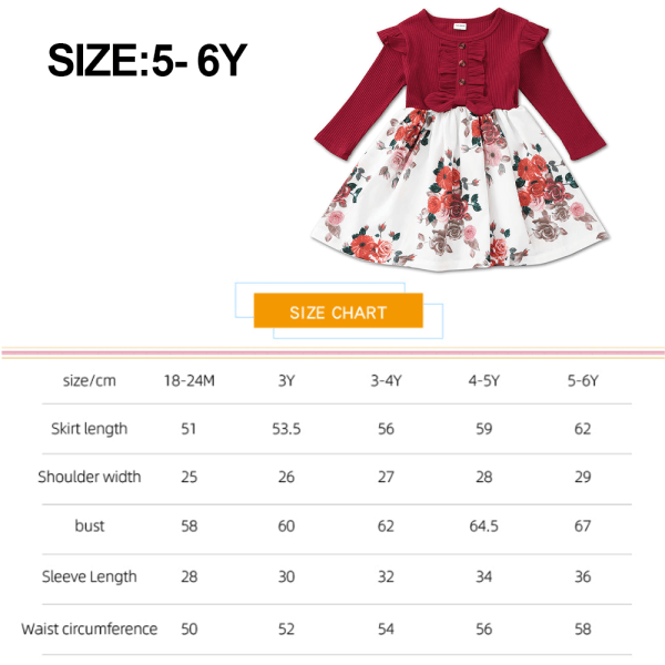 Summer Fall Floral Dress Girls Casual Clothes Dress for Kids Lit