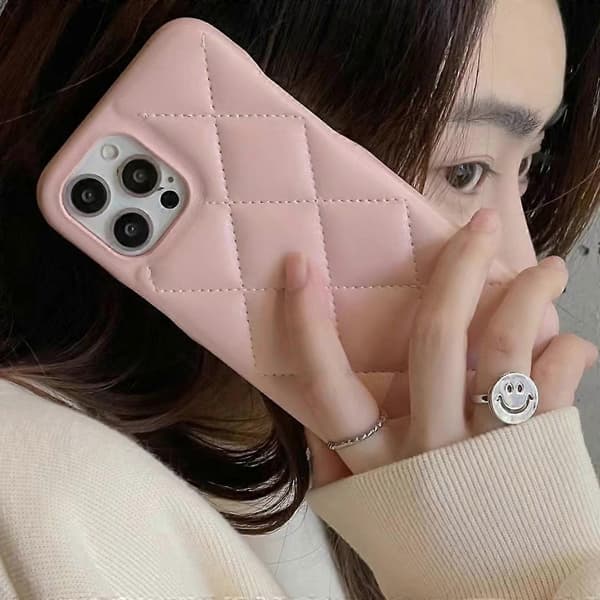 Etui til iPhone 13 Pink Varm Vinter Ins Diamant Læder No9489 A