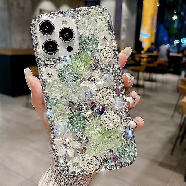 For iPhone 13 Pro 6.1 tommer deksel TPU+PC Roseblomst Støtdempende bakdeksel A