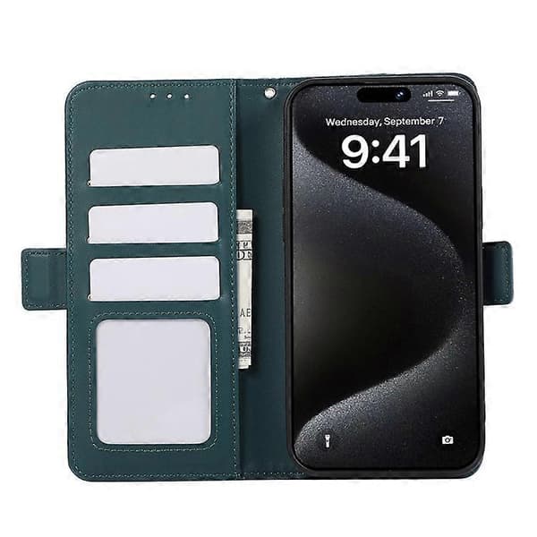 ABEEL Kompatibel med iPhone 16 Stativfodral RFID Läder Plånboksfodral A