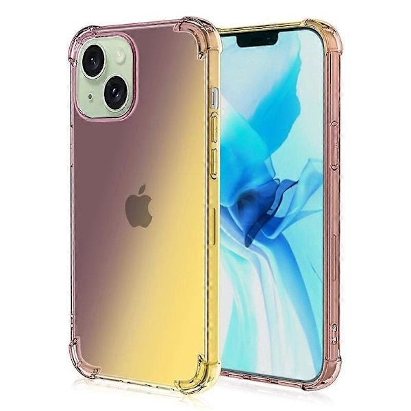 For iPhone 15 Plus TPU-telefondeksel Gradientfarge Fire hjørner Fallsikkert telefondeksel A