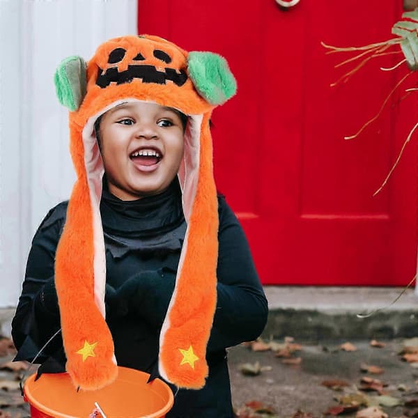 Halloweenhatt Orange för fest Huvudbonad Öronrörlig hatt A