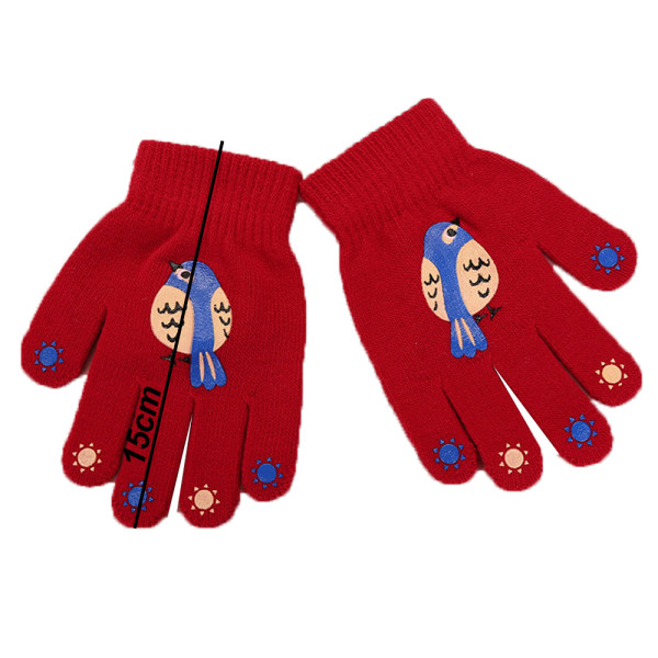 Børnehandsker, vinterstrikkede handsker med strækbare fulde fingre