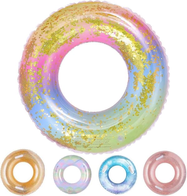 Oppustelige poolflåder, flydende boldlegetøj til voksne og børn, sommerpoolstrandlegetøj, flydende svømmering - Glitter90cm A
