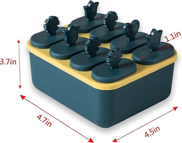 Ispindeforme med 8 ispinde Baby ispindeforme BPA-fri Genanvendelige ispindeforme med optøningsboks Nem udløsning af ispindeforme til børn Babyer DIY ispinde A