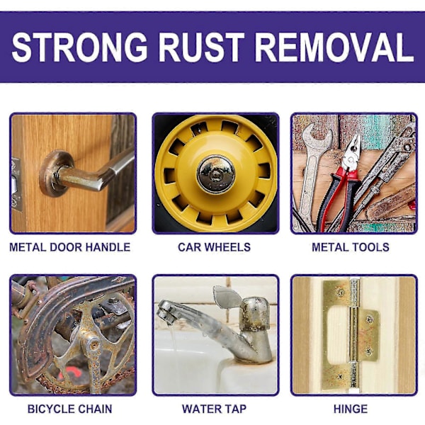 Multifunktionel rustfjerner til bil, multifunktionel metal krom maling bilhjul anti-rust middel rustfjerner stopper rust og korrosion Fg A