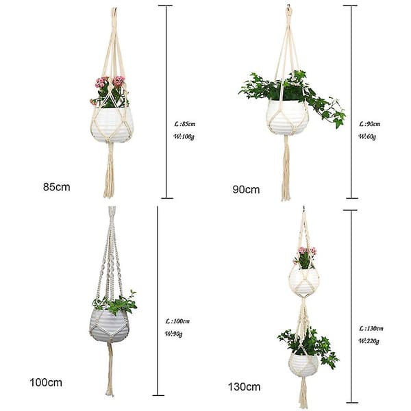 Makramé växthängare inomhus utomhus hängande växthållare hängande planteringsställ blomkrukor för A