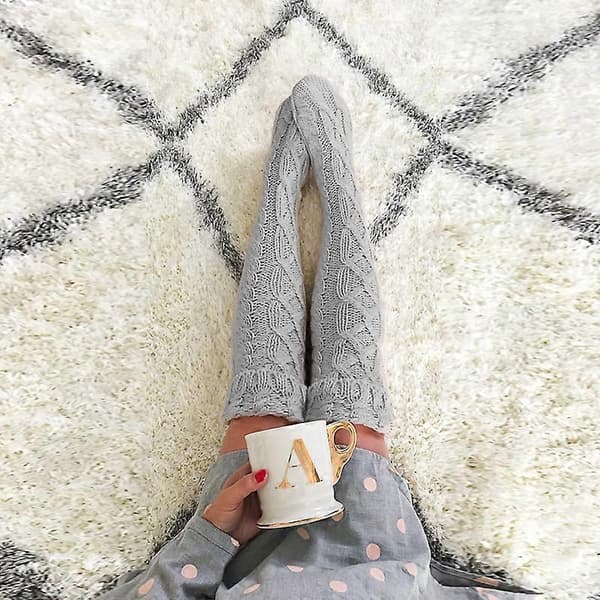 Kvinder Høje Strømper Vinter Efterår Varme Strikkede Over Knæ Strømper Leggings Nye A
