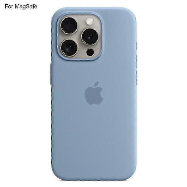 ?for Iphone 15 Pro Magsafe Liquid Silicone Case Shockproof Enhanced Grip Drop Protection Slim Design-jinmu3 (Sininen)