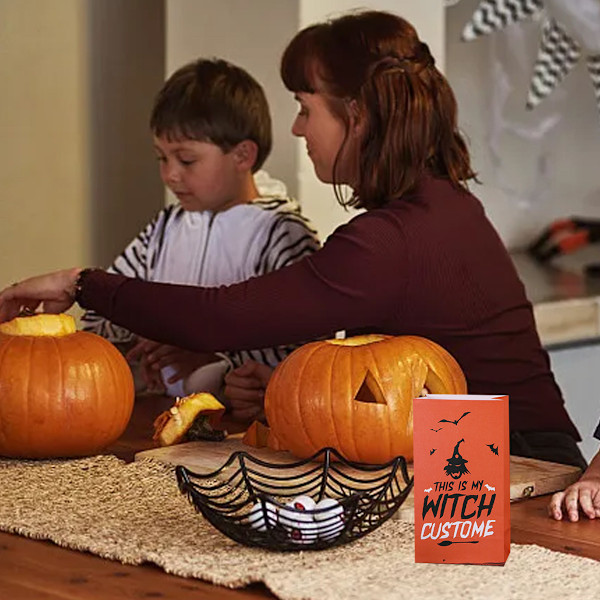 30 st Halloween godispåsar i kohud med platt ficka, roliga kreativa presentpåsar