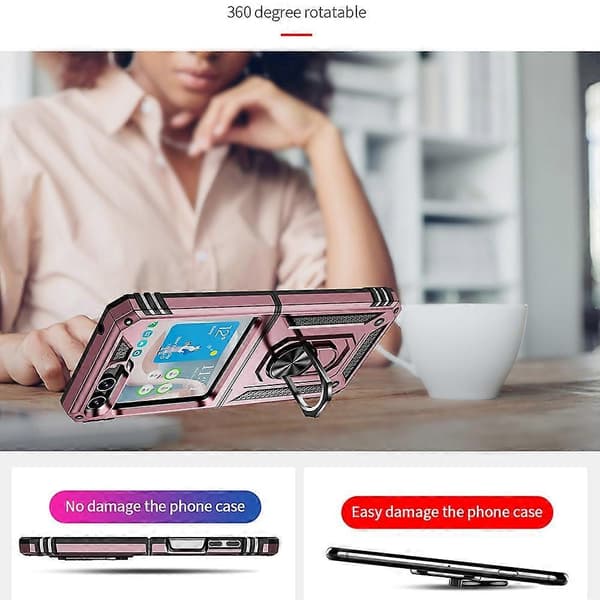 Støtsikkert TPU + PC-telefondeksel med holder til Samsung Galaxy Z Flip5