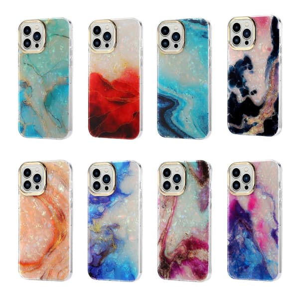 iPhone 13 Pro Max -puhelimen galvanointikuoren tekstuurinen marmorinen puhelinkotelo A