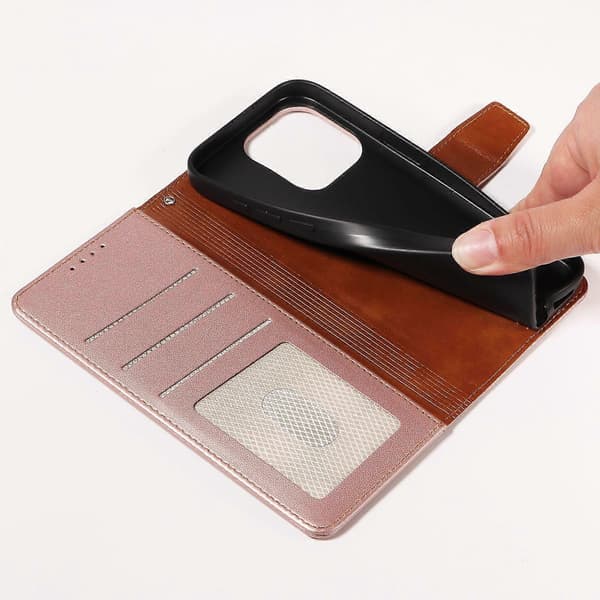 Til iPhone 14 Pro etui RFID-blokerende PU-læderpung flip telefoncover med håndledsrem