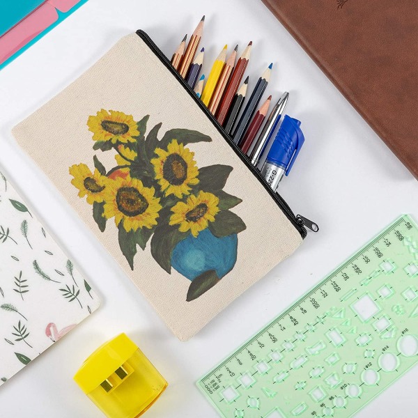 10 Pack Blank DIY Craft Bag Canvas Pen Penalhus - Bomuld