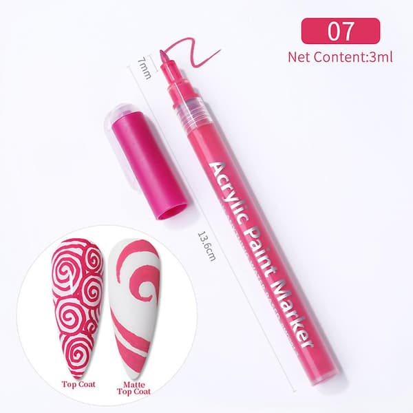 Neglekunst 3D Malingspenn Vanntett Graffitis Dotting Pen DIY 3D Abstrakte Linjer Blomstermønster Manikyr A