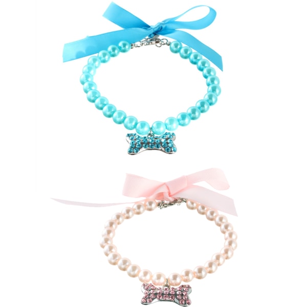 2 kpl Koira Kissa Helmi Kaulakoru Rannekoru Rhinestone Luu, Hieno
