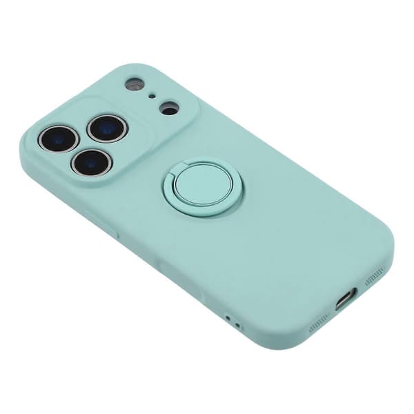 For iPhone 17 Pro Max silikondeksel med stroppringstativ telefondeksel (Azure, himmelblå)