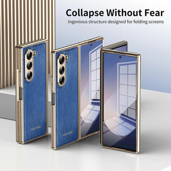 Integrerat guldkabel silverbrokadplätering telefonfodral blått för Samsung Galaxy Z Fold6