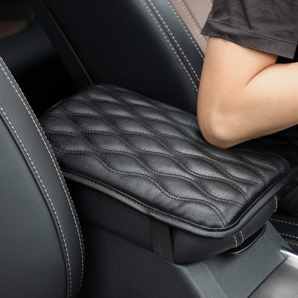 Auto Center Console Cover Armrest Pads, PU Läder Universal Bil Centerkonsol Box Armstöd Pads Kudde Skydd (Svart)