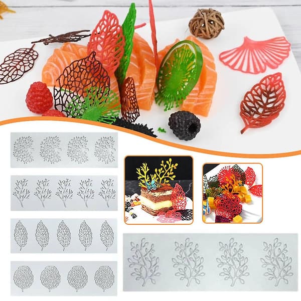 3D hule koral-/blad-silikoneforme fondantkagepyntform til køkkenbagning A