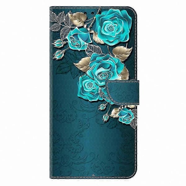 Magnetlås Läderplånboksfodral med 3D Blomdesign för Galaxy A36 5G - Silvermönster Telefonfodral Blå Ros