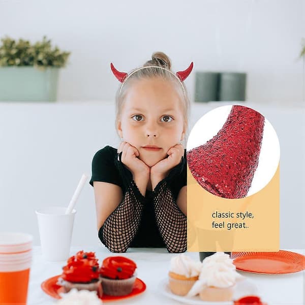 Hornkostyme-hårbånd til Halloweenfest, 3 stk. sett A