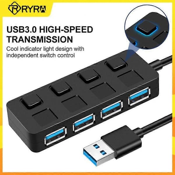 RYRA 4-port 5 Gbps höghastighets-HUB USB 3.0-splitter typ C OTG-adapter för Macbook