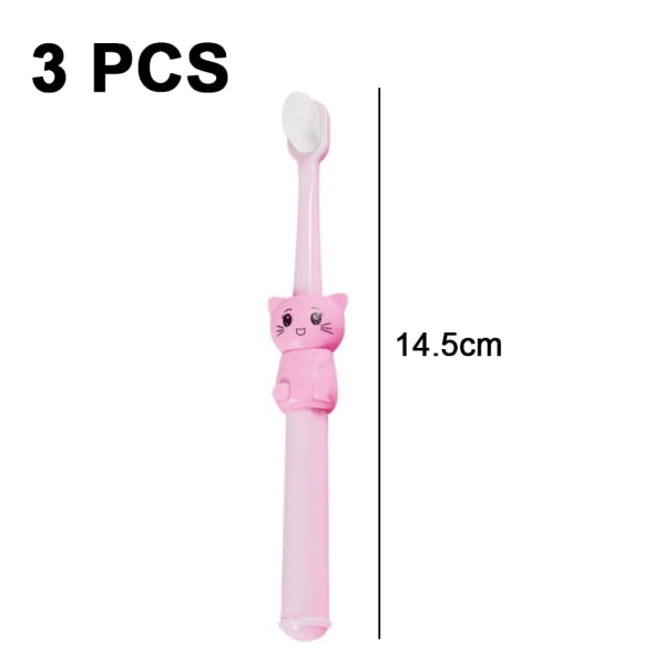 3pcs Kids Toothbrushes Cartoon Cat Toddlers Toothbrushes