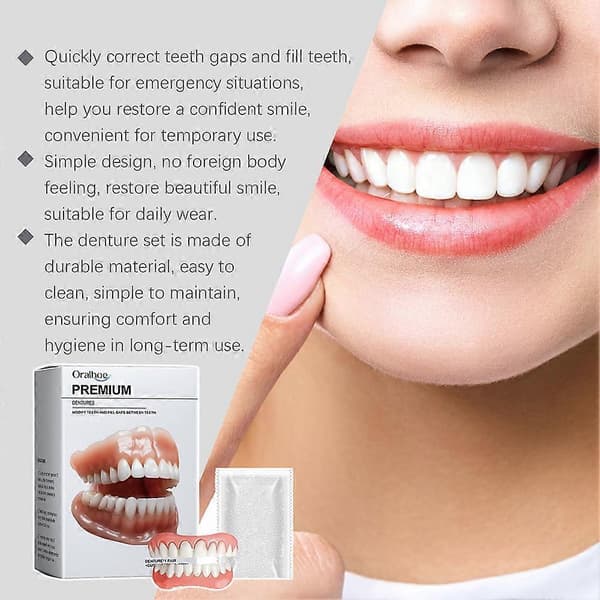 Soft-Dentures Relines Kit for Men Women Realistics Looking Comfort Teeth Replacement for Jobs Interview A
