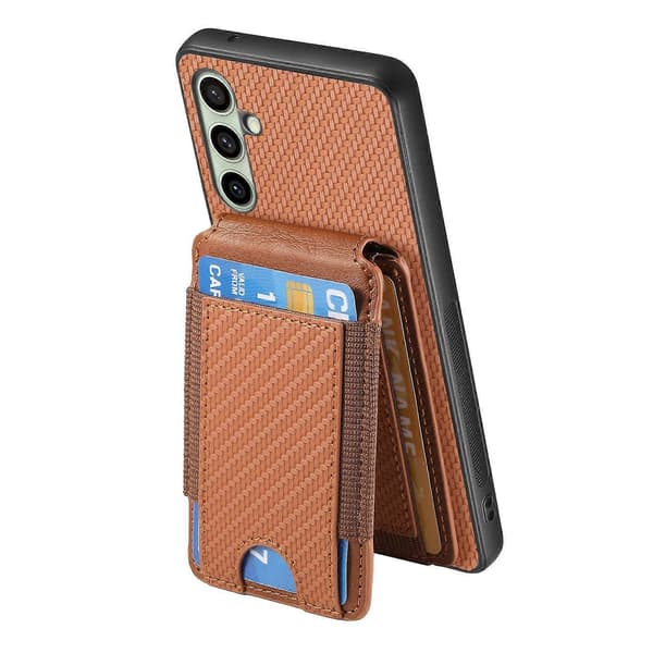Kolfiber Vertikal Flip Plånboksfodral Stativ Telefonfodral för Samsung Galaxy A56 5G