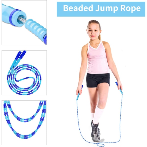 Jump Rope, Adjustable Length Tangle-Free Segmented Soft Beaded