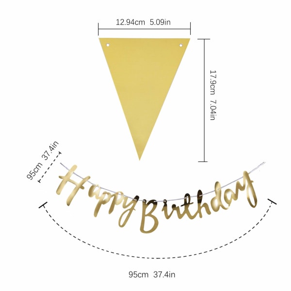 Födelsedag ballonger Banner (3D guld bokstäver) Uppblåsbar Party