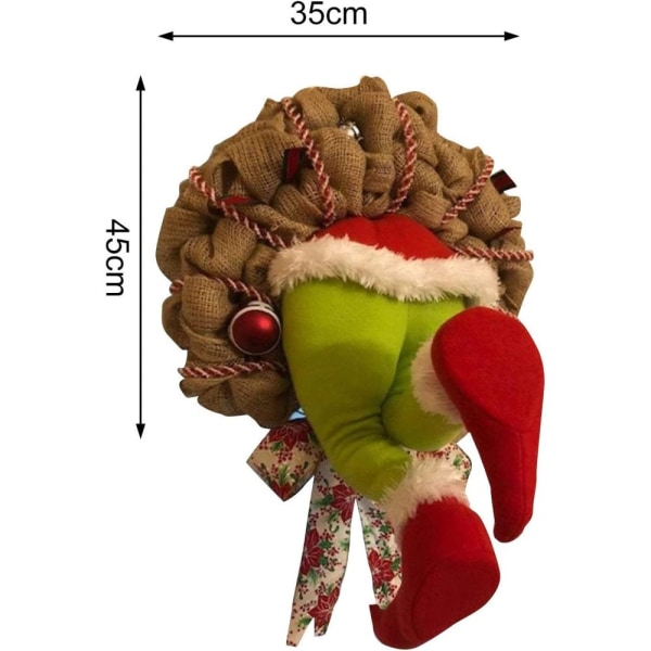 Julekrans dørkrans julepynt krans juletræspynt Grinchfyldt elfenben julekrans til pejs dørfest Hjem