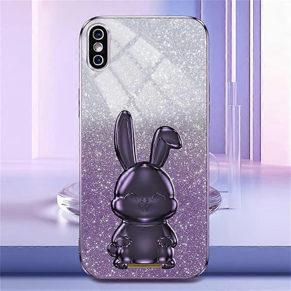 Kompatibel med iPhone XS Max utfällbart stöd telefonfodral fallskydd kaninfodral A