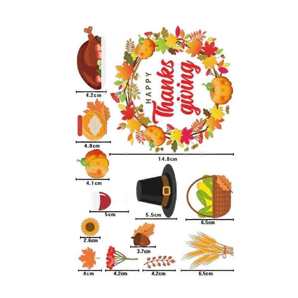 Thanksgiving Turkey Sticker Pumpkin Maple Leaf Fruit Static Sticker (stil2388) A