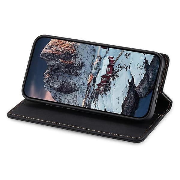 DF-05 Kompatibel med iPhone 16 Cover PU Læder RFID Blokerende Telefoncover Sort