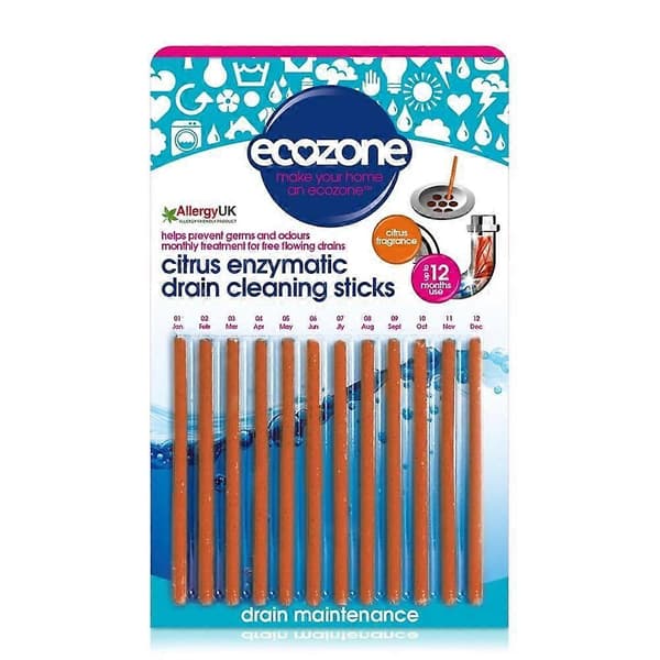 Ecozone Enzymatiska Avloppsrengöringsstickor - Citrus 12 stickor - 3-pack A