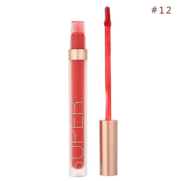 Langtidsholdbar Mat Læbestift Non-Stick Kop Lip Gloss Flydende Makeup Læbefarve til Kvinder (12) A