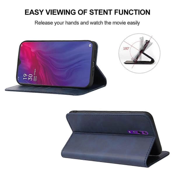 Til OPPO Reno Z Magnetisk Lukning Læder Telefoncover (Blå)